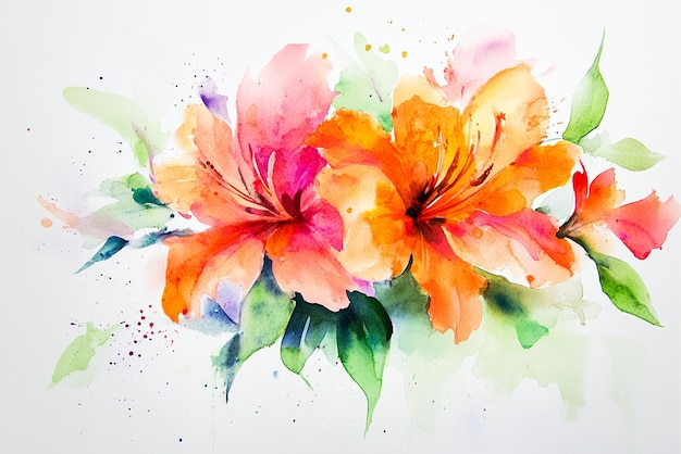 This beautiful watercolor flower arrangement elements