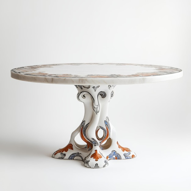 Photo this beautifully crafted table features an octopus base with vibrant artistic designs