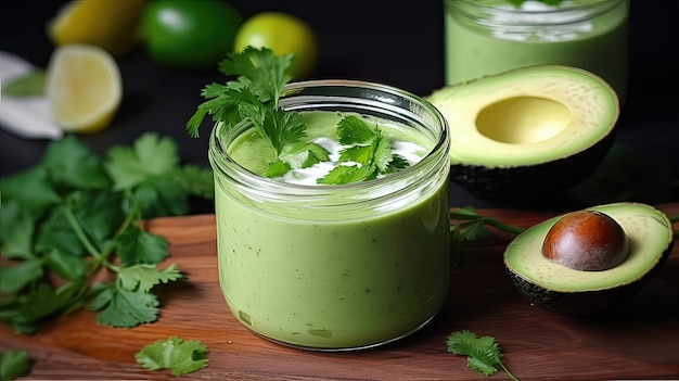 This chilled avocado soup with cilantro is a perfect way to cool down on a hot summer day with its creamy texture and refreshing flavor Generated by AI