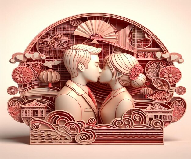 This cute 3d image is generated for International Kissing Day and Valentines Day white day