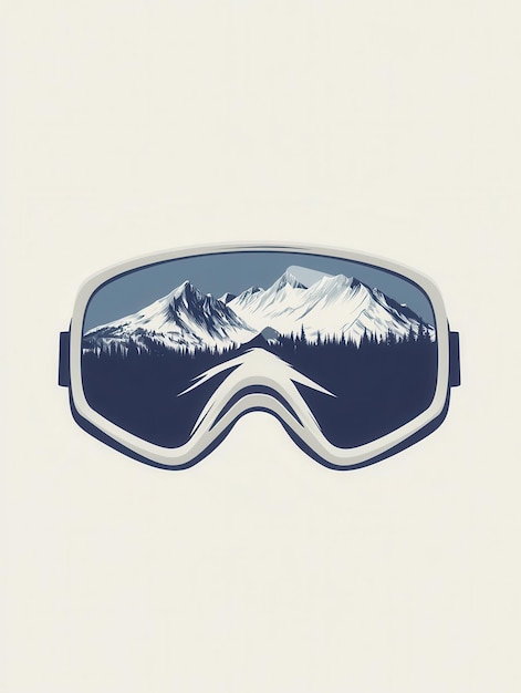 This design features ski goggles reflecting stunning snowcovered mountains ideal for winter sports branding and adventure themes Generative AI