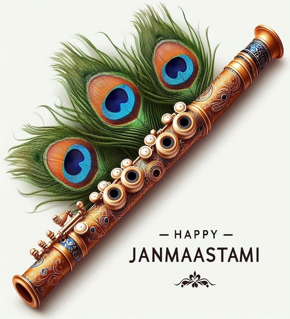 Photo this design is designed for indian traditional and hindu mythological event happy janmashtami