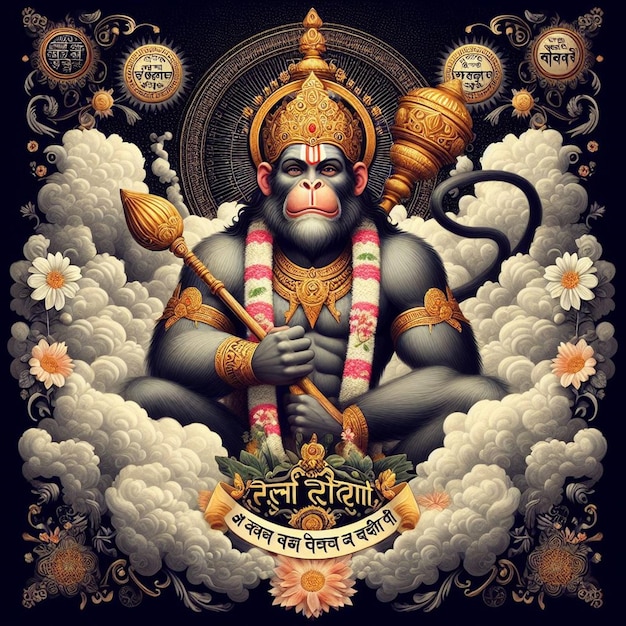 This design is made for the Hindu mythological event Hanuman Jayanti