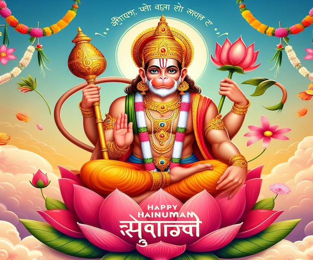 This design is made for the Hindu mythological event Hanuman Jayanti