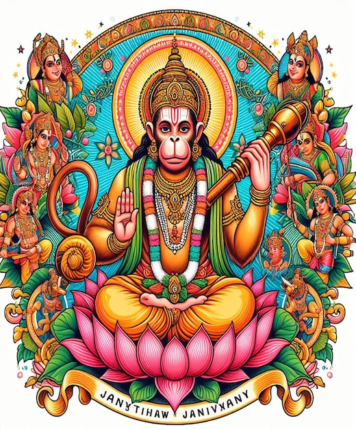 This design is made for the Hindu mythological event Hanuman Jayanti