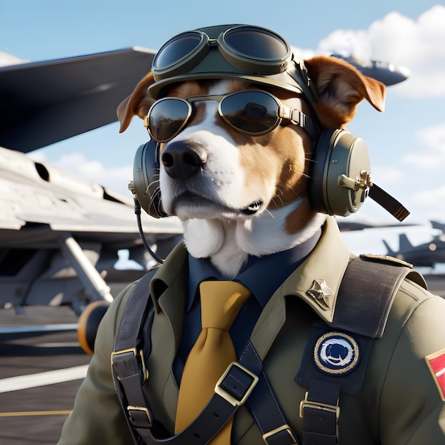 This Dolmate dog is one cool canine Dressed in a stylish modern pilot outfit this pup is ready to