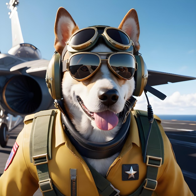 This Dolmate dog is one cool canine Dressed in a stylish modern pilot outfit this pup is ready to