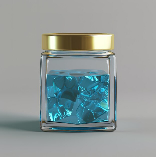 This elegant crystal clear cosmetic jar with gold lid is a luxurious container for cosmetics and skincare products that exudes design and quality