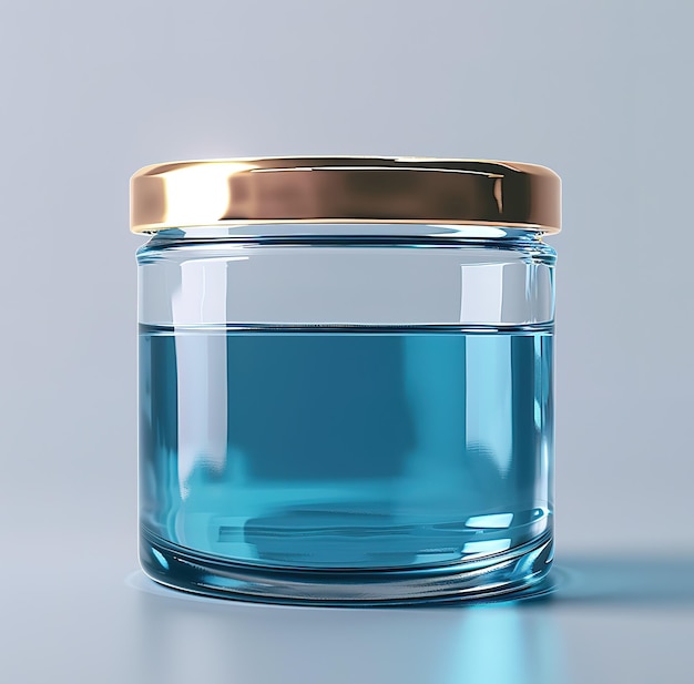 This elegant crystal clear cosmetic jar with gold lid is a luxurious container for cosmetics and skincare products that exudes design and quality