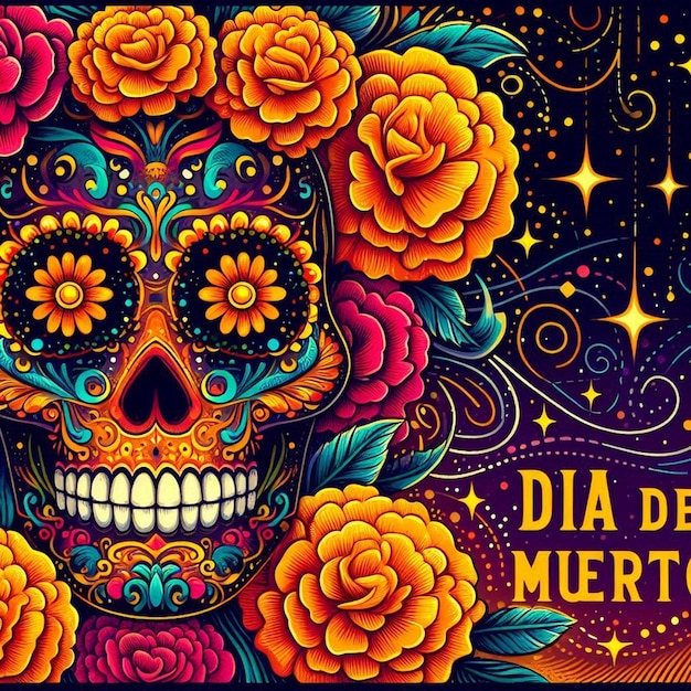 Photo this floral illustration is made for dia de muertos