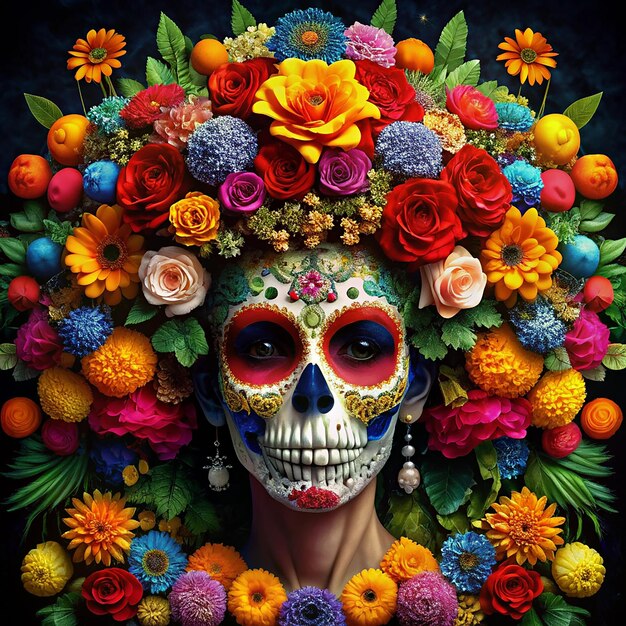 This floral image is created for Dia de Muertos