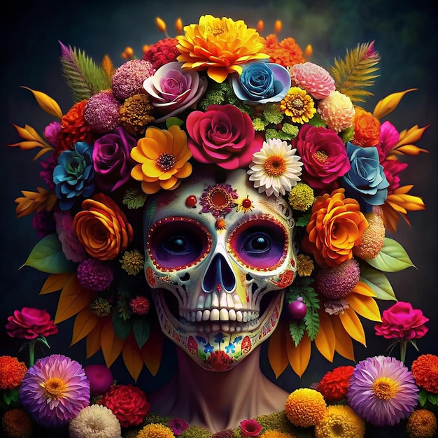 This floral image is created for Dia de Muertos