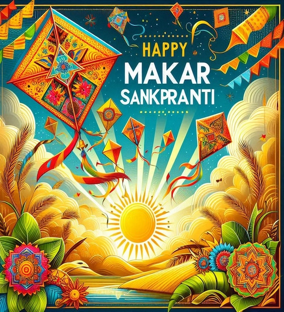 This illustration is created for Happy Makar Sankarnti