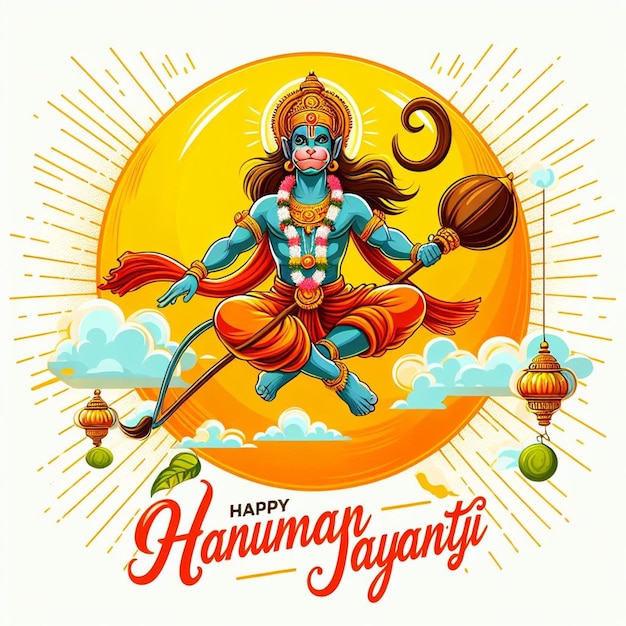 This illustration is generated for the Hindu mythological event Hanuman Jayanti