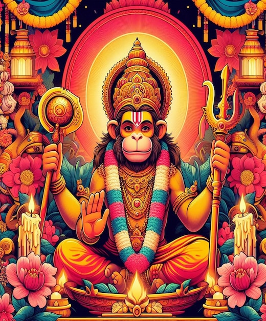 This illustration is generated for the Hindu mythological event Hanuman Jayanti