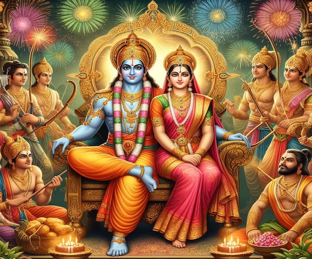 This illustration is generated for Mythological events like Ram Navami Janmashtami Dussehra