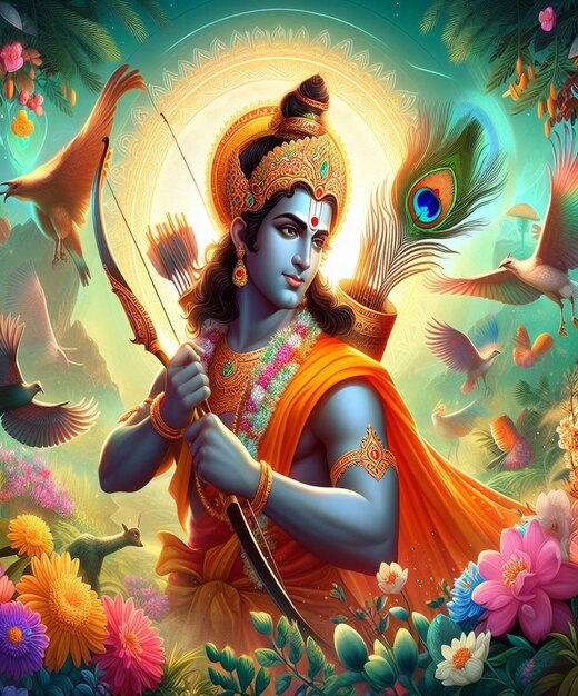 This illustration is generated for Mythological events like Ram Navami Janmashtami Dussehra