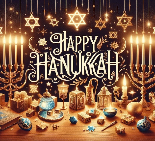 This illustration was generated for the Jewish religious festival Happy Hanukkah