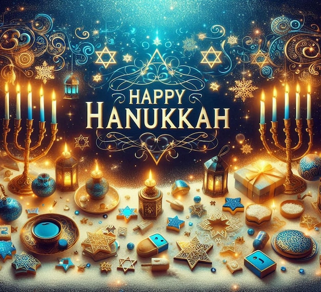 This illustration was generated for the Jewish religious festival Happy Hanukkah