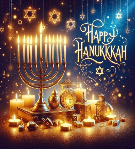 This illustration was generated for the Jewish religious festival Happy Hanukkah