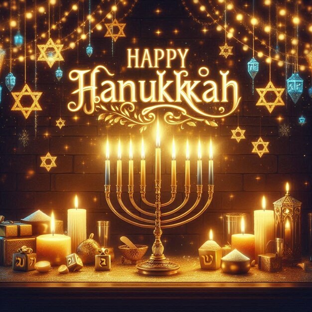 This illustration was generated for the Jewish religious festival Happy Hanukkah