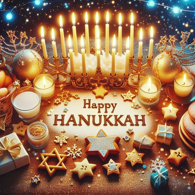 This illustration was generated for the Jewish religious festival Happy Hanukkah