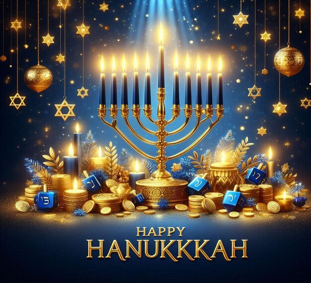 This illustration was generated for the Jewish religious festival Happy Hanukkah