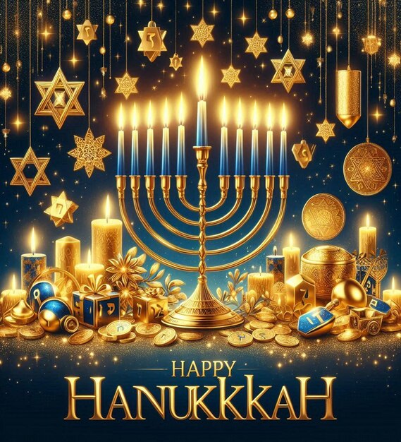 This illustration was generated for the Jewish religious festival Happy Hanukkah