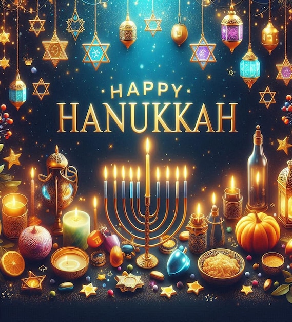 This illustration was generated for the Jewish religious festival Happy Hanukkah