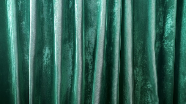 Photo this image captures the luxurious texture of velvet curtains in a green hue creating a soothing and