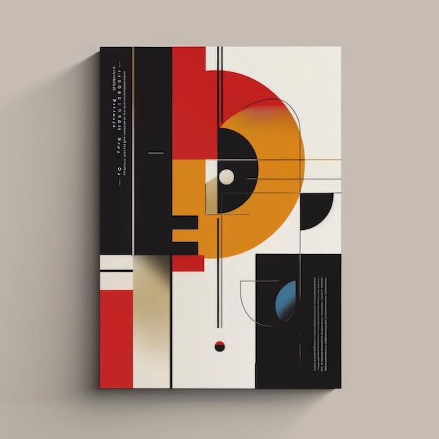 Photo this image features a modern abstract book cover design with geometric shapes