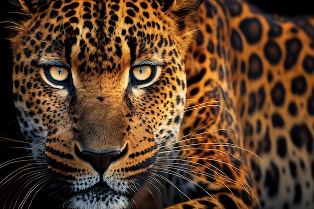 This image shows the leopard up close panther Panthera pardus