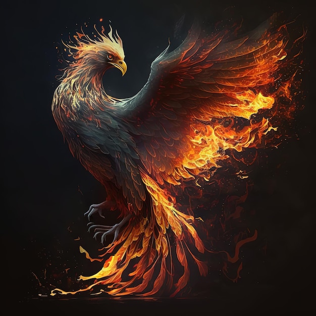 This is a 3D illustration of Phoneix Fire and Mythical Creature