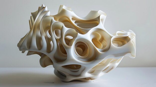 This is a 3D rendering of an organic form It is white