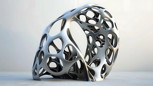 This is a 3D rendering of a silver organic structure