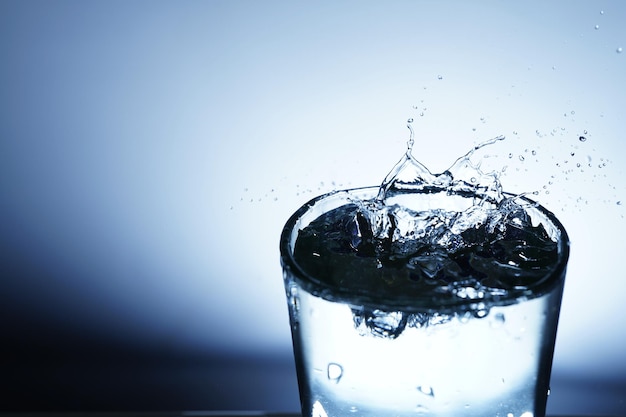 This is a picture of water scattered in a glass from ice