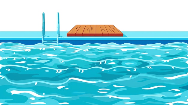 This is a vector illustration of a swimming pool The water is a bright blue color and there are no people in it