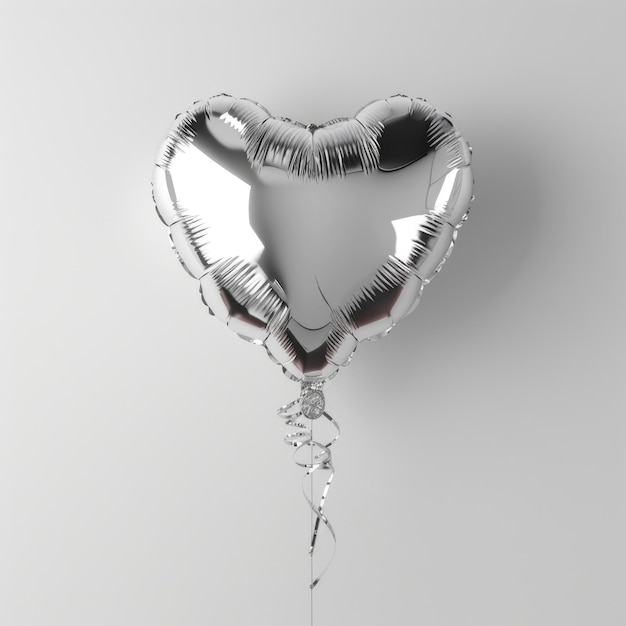 Photo this metallic heartshaped balloon on a white backdrop