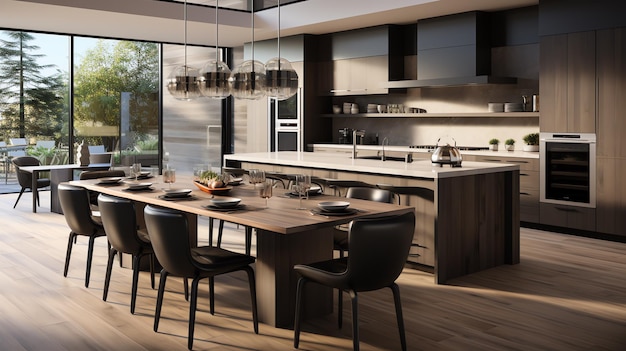 This modern and minimalist kitchen design embraces clean lines smooth surfaces