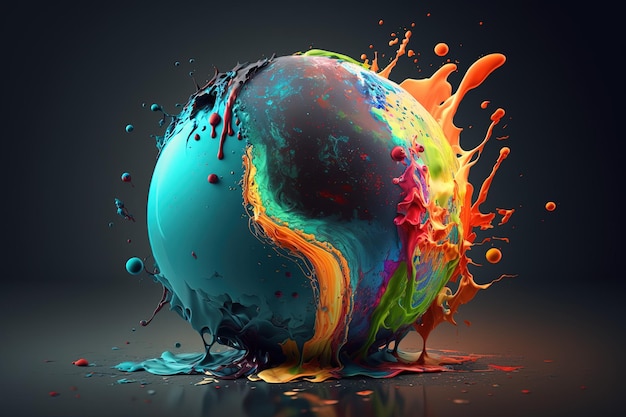 This painting is a unique combination of colors creating a mesmerizing sphere The colors seem to move and blend together to create an attractive visual image Art concept AI