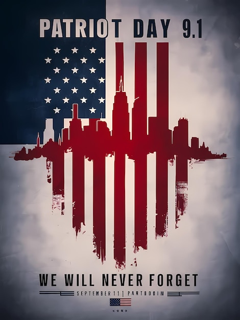 This powerful illustration commemorates Patriot Day on September 11 featuring a dynamic blend of th