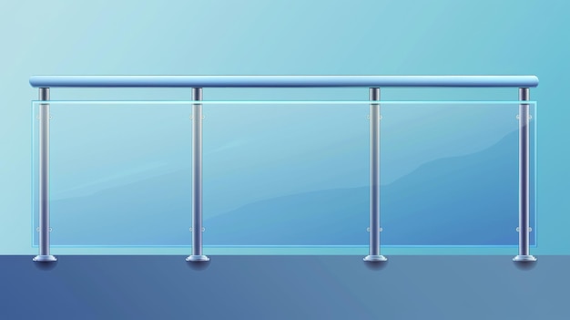 Photo this realistic modern illustration set depicts a horizontal transparent acrylic handrail for terrace guardrails and fences