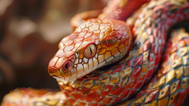 Photo this snake displays its striking colors and intricate scale patterns while resting in a tranquil