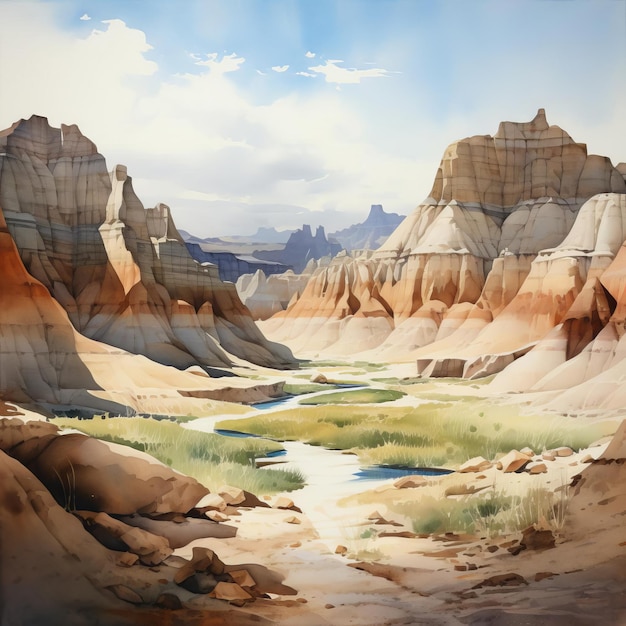 Thomas Schaller39s Stunning Flat Watercolor Badlands Drawing