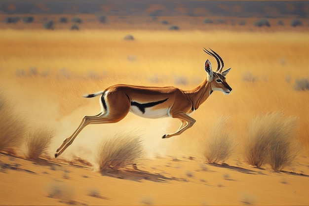 Thomson's gazelle in the African grassland Created with generative AI technology