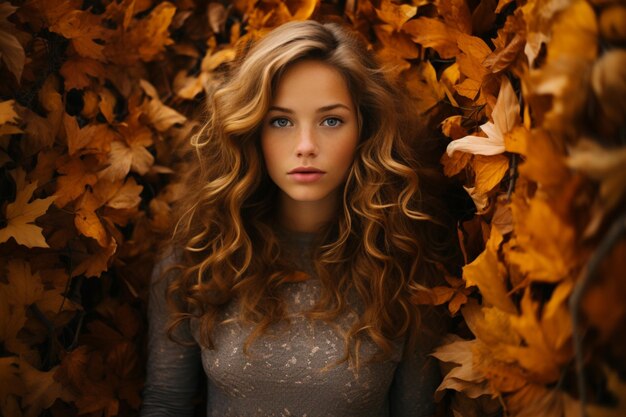 Thoughtful capture women autumn amidst fall picture