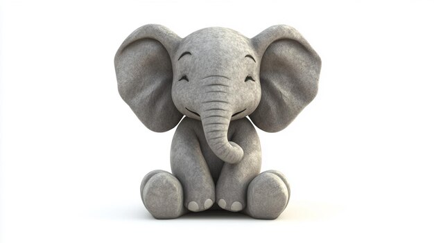 Photo a thoughtful cartoon elephant sitting down perfect for childrens books and educational materials