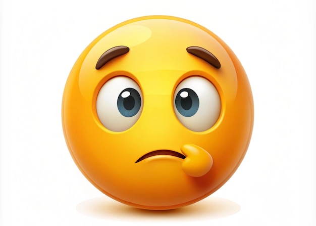 A Thoughtful And Concerned Face Emoji Indicating Contemplation Or Sadness