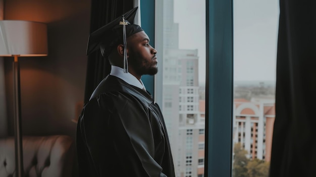 Thoughtful Graduate in Elegant Room