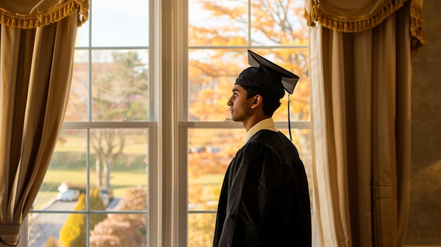 Thoughtful Graduate in Elegant Room